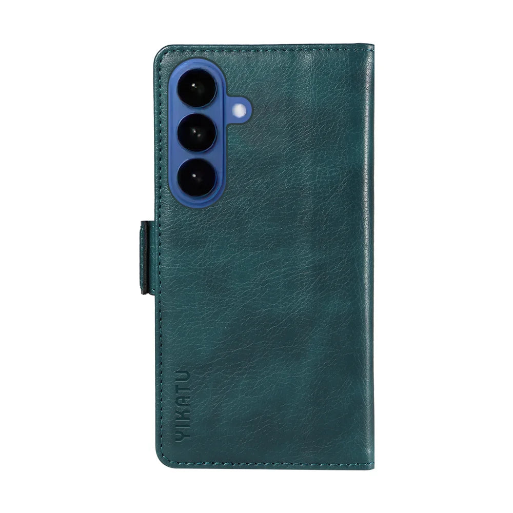 YIKATU For Samsung Galaxy S26 Case  YK-007 Litchi Texture PU Leather Wallet Phone Cover - Blue - 7