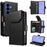 For Samsung Galaxy S26 Case with Multi-Card Holder and Strap PU Leather Phone Cover Stand - Black - 1