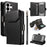 For Samsung Galaxy S26 Ultra Case with Multi-Card Holder and Strap PU Leather Phone Cover Stand - Black - 1