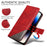 For Samsung Galaxy S26 Leather Case Geometric Line Design Wallet Phone Cover with Wrist Strap - Red - 5