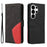 For Samsung Galaxy S26 Ultra Leather Phone Case Stand Wallet with Bi-colour Splicing Design - Black - 1