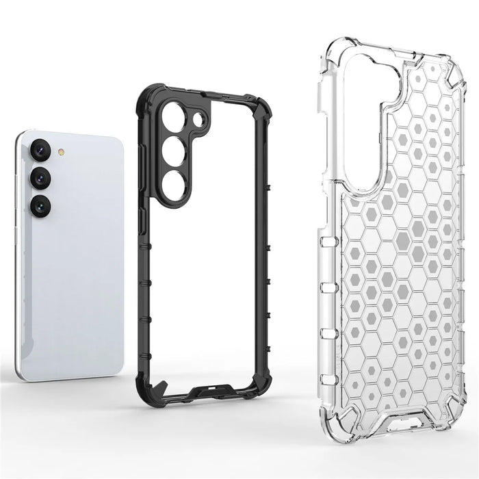 Phone Case for Samsung Galaxy S23 Shockproof Case Honeycomb Textured TPU + PC Phone Cover - Grey - 2
