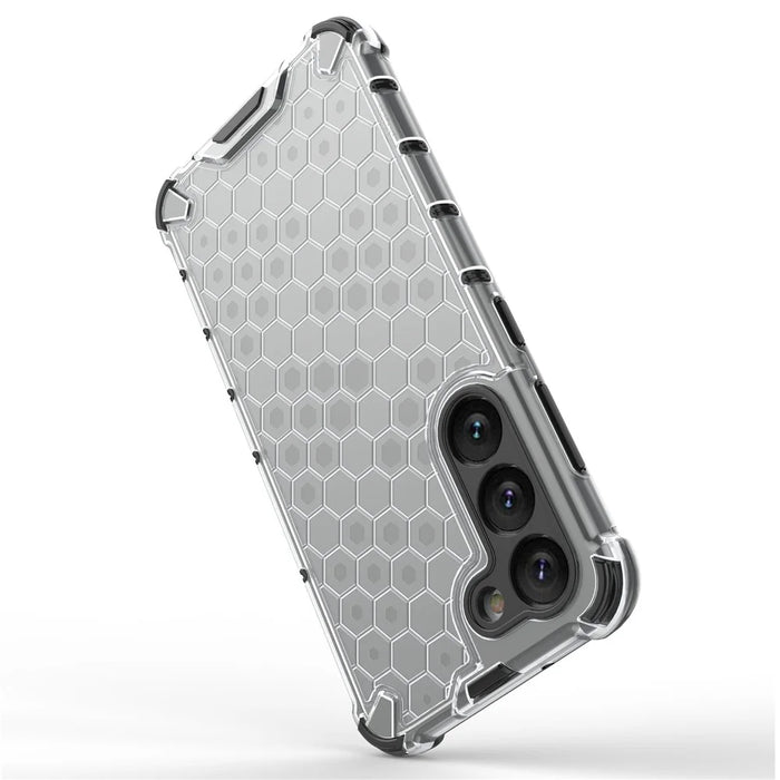 Phone Case for Samsung Galaxy S23 Shockproof Case Honeycomb Textured TPU + PC Phone Cover - Grey - 3