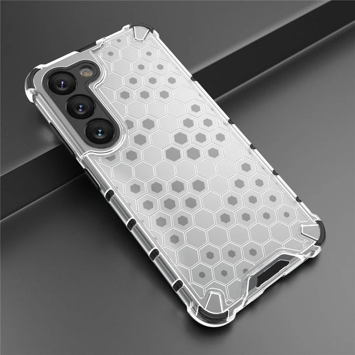 Phone Case for Samsung Galaxy S23 Shockproof Case Honeycomb Textured TPU + PC Phone Cover - Grey - 5