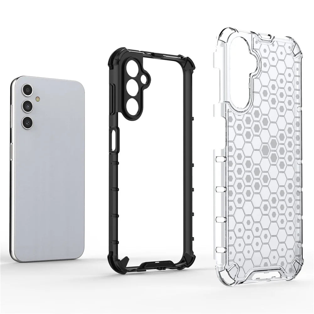 Shockproof Case for Samsung Galaxy A14 5G / A14 4G Slim Phone Case Honeycomb Textured TPU + PC Phone Cover - Grey - 2