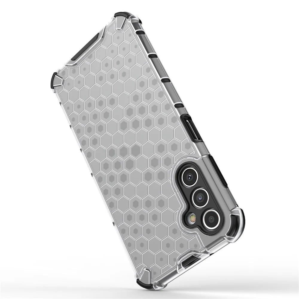 Shockproof Case for Samsung Galaxy A14 5G / A14 4G Slim Phone Case Honeycomb Textured TPU + PC Phone Cover - Grey - 3
