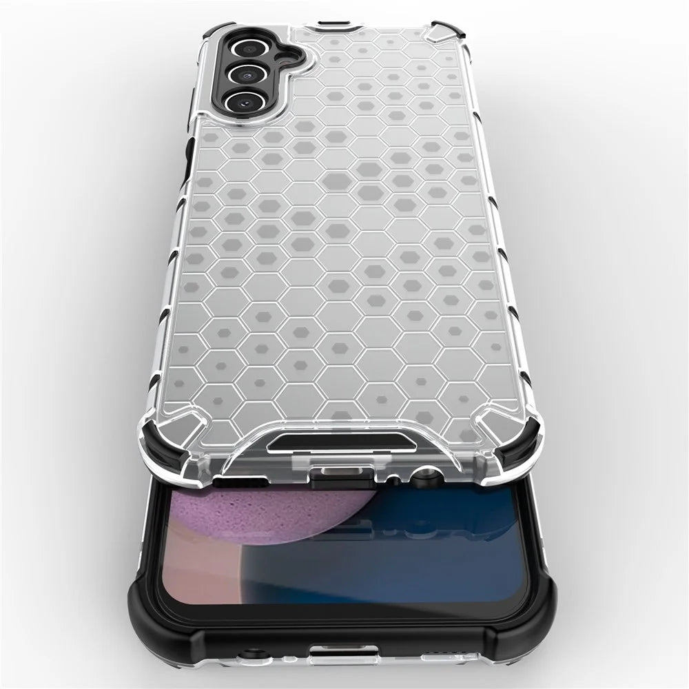 Shockproof Case for Samsung Galaxy A14 5G / A14 4G Slim Phone Case Honeycomb Textured TPU + PC Phone Cover - Grey - 4