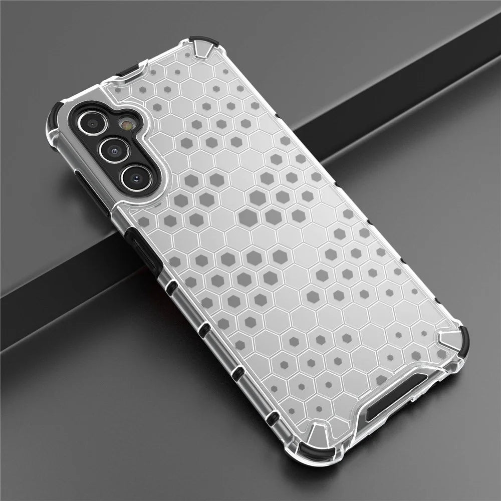 Shockproof Case for Samsung Galaxy A14 5G / A14 4G Slim Phone Case Honeycomb Textured TPU + PC Phone Cover - Grey - 5