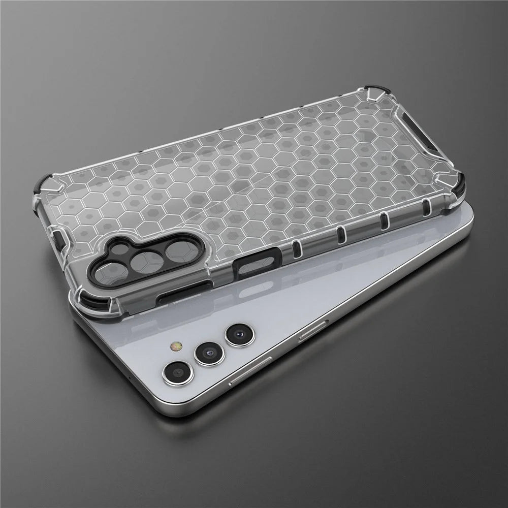 Shockproof Case for Samsung Galaxy A14 5G / A14 4G Slim Phone Case Honeycomb Textured TPU + PC Phone Cover - Grey - 7