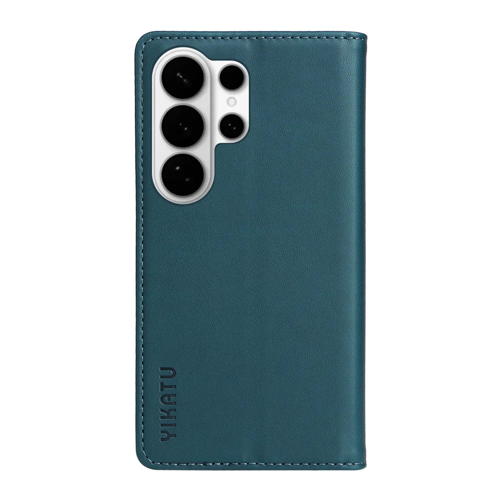 YIKATU For Samsung Galaxy S26 Ultra Phone Cases  Magnetic Closure PU Leather Mobile Cover - Green - 6