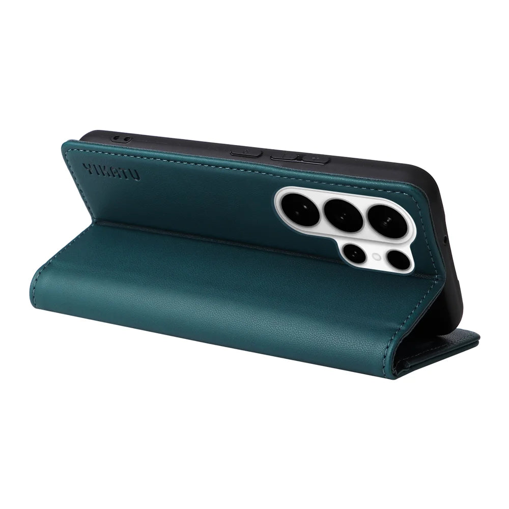 YIKATU For Samsung Galaxy S26 Ultra Phone Cases  Magnetic Closure PU Leather Mobile Cover - Green - 7