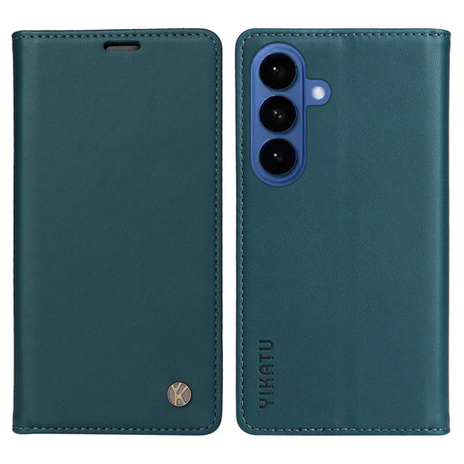 YIKATU For Samsung Galaxy S26 Phone Cases  Magnetic Closure PU Leather Mobile Cover - Green - 1
