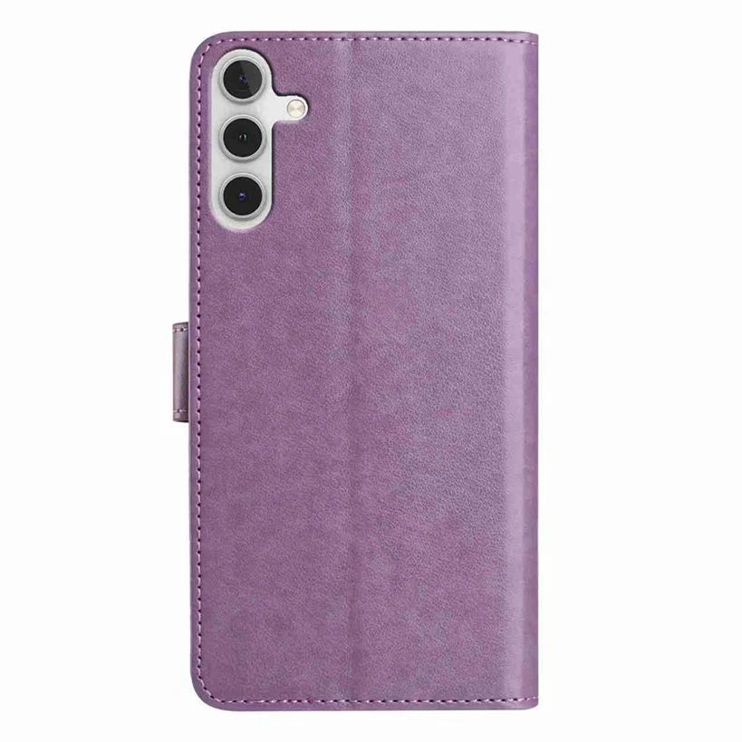 For Samsung Galaxy A05s 4G Wallet Phone Case Stand PU Leather Folio Flip Cover with 8 Card Slot - Purple - 3