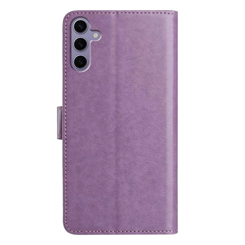 For Samsung Galaxy S24 Wallet Phone Case Stand PU Leather Folio Flip Cover with 8 Card Slot - Purple - 3