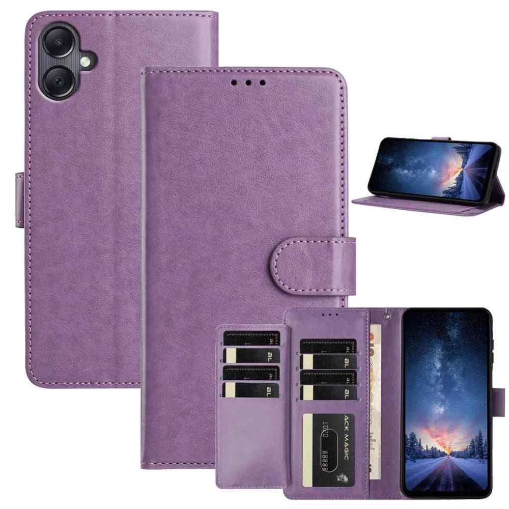 For Samsung Galaxy A06 4G / Galaxy A06 5G Wallet Phone Case Stand PU Leather Folio Flip Cover with 8 Card Slot - Purple - 3