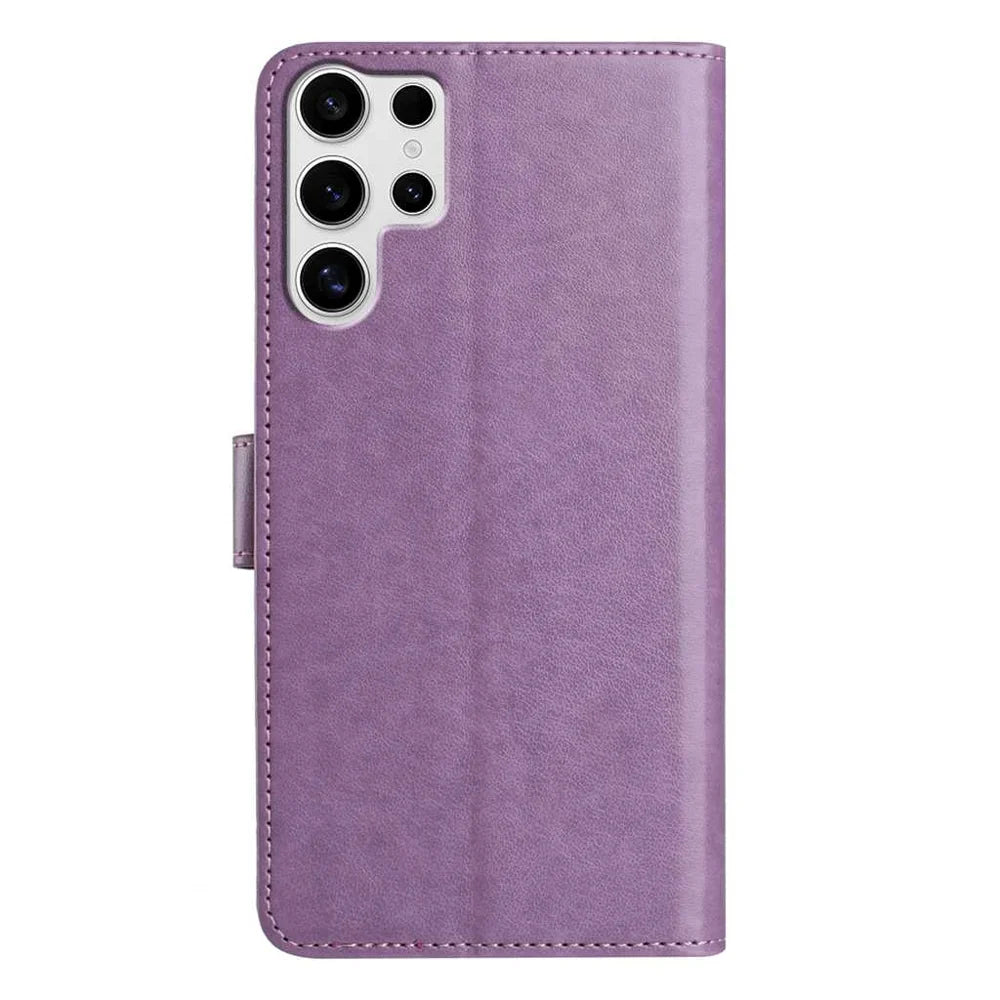 For Samsung Galaxy S24 Ultra Wallet Phone Case Stand PU Leather Folio Flip Cover with 8 Card Slot - Purple - 2