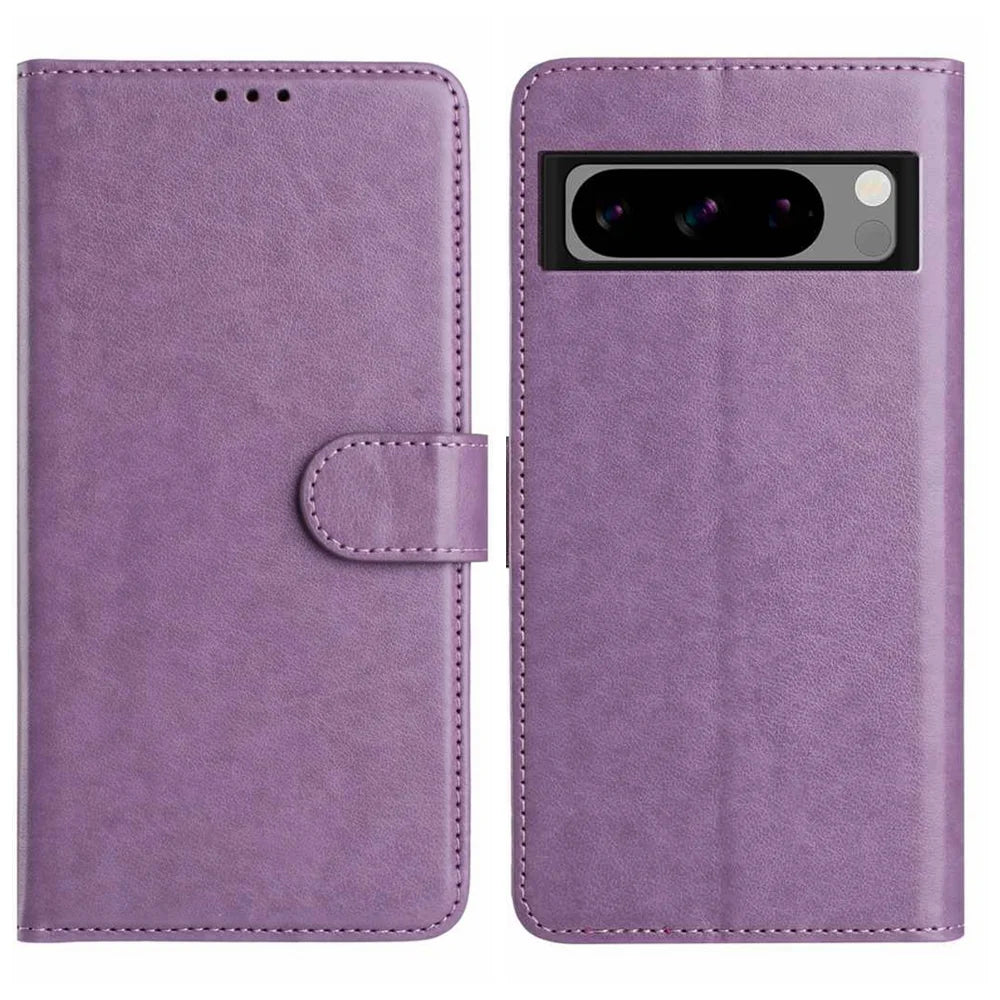 For Google Pixel 8 Pro Wallet Phone Case Stand PU Leather Folio Flip Cover with 8 Card Slot - Purple - 1