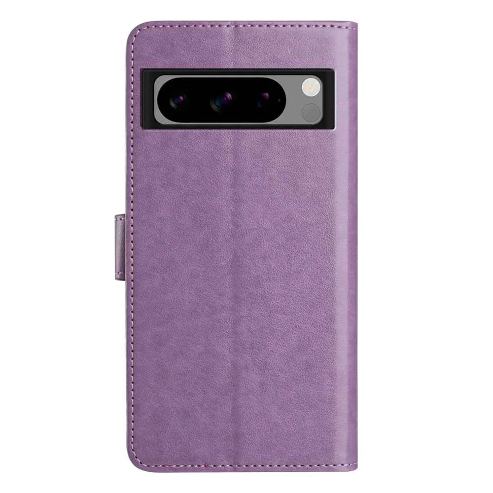 For Google Pixel 8 Pro Wallet Phone Case Stand PU Leather Folio Flip Cover with 8 Card Slot - Purple - 2