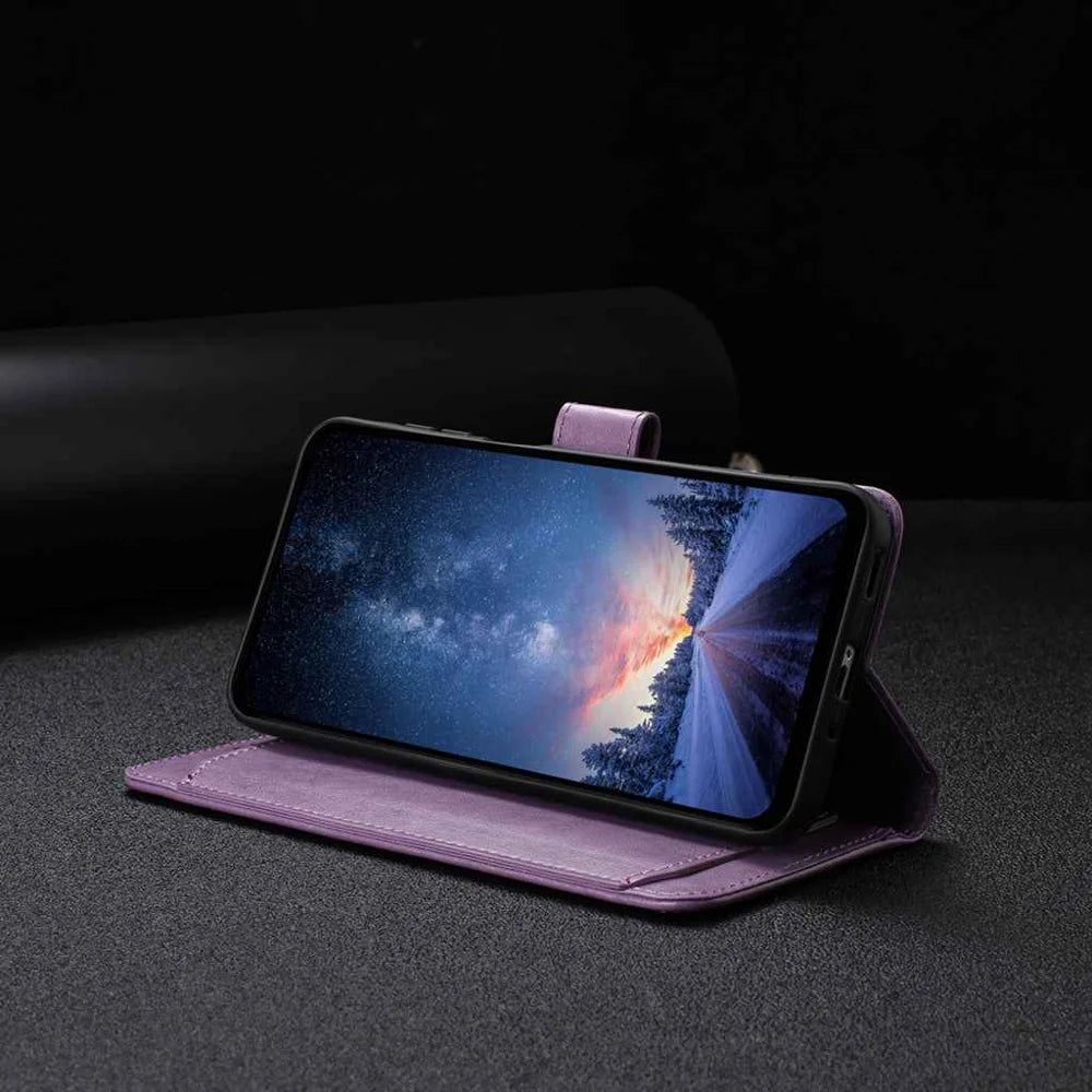 For Google Pixel 8 Pro Wallet Phone Case Stand PU Leather Folio Flip Cover with 8 Card Slot - Purple - 7