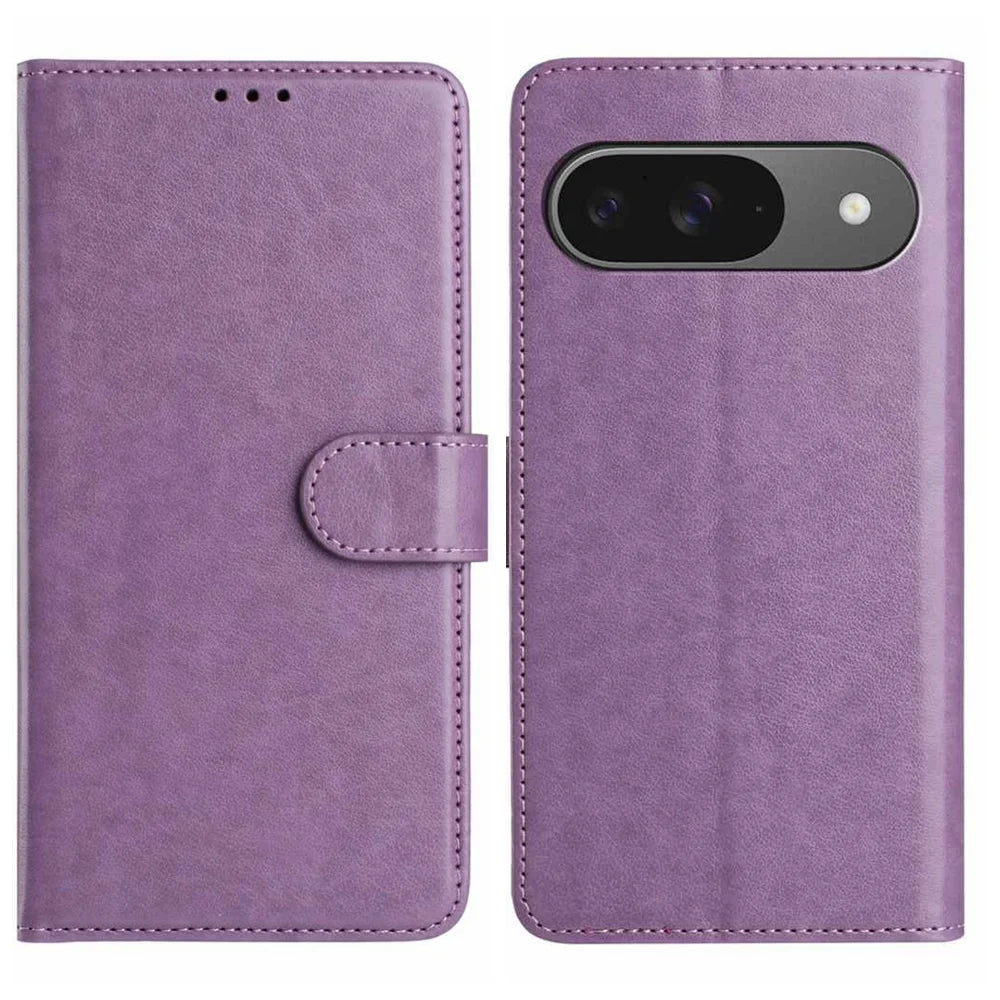 For Google Pixel 9 Wallet Phone Case Stand PU Leather Folio Flip Cover with 8 Card Slot - Purple - 1