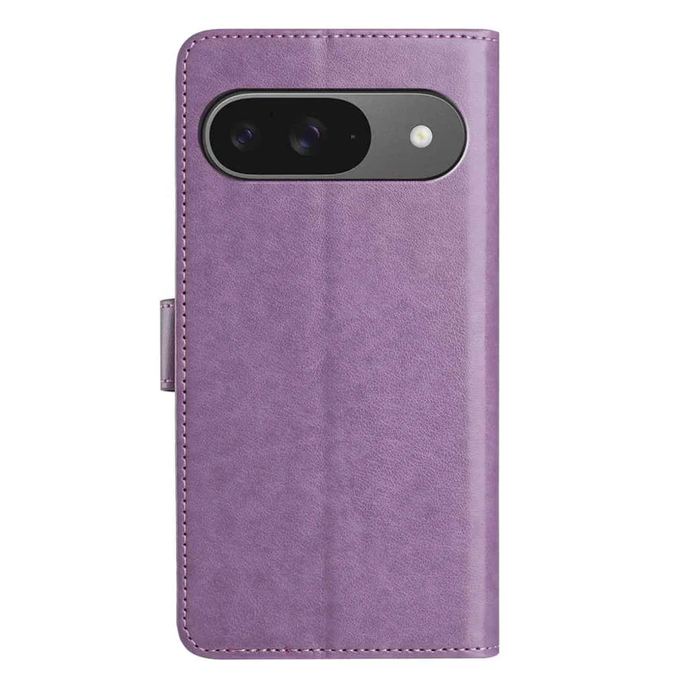 For Google Pixel 9 Wallet Phone Case Stand PU Leather Folio Flip Cover with 8 Card Slot - Purple - 2