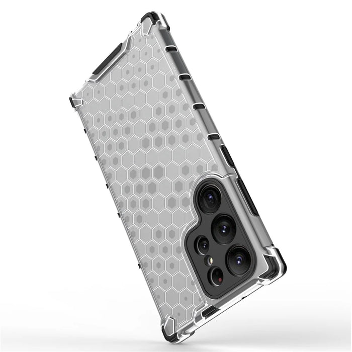 Shockproof Case for Samsung Galaxy S23 Ultra Honeycomb Textured Phone Case TPU + PC Protective Cover - Grey - 3