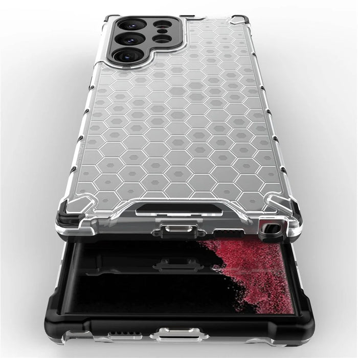 Shockproof Case for Samsung Galaxy S23 Ultra Honeycomb Textured Phone Case TPU + PC Protective Cover - Grey - 4
