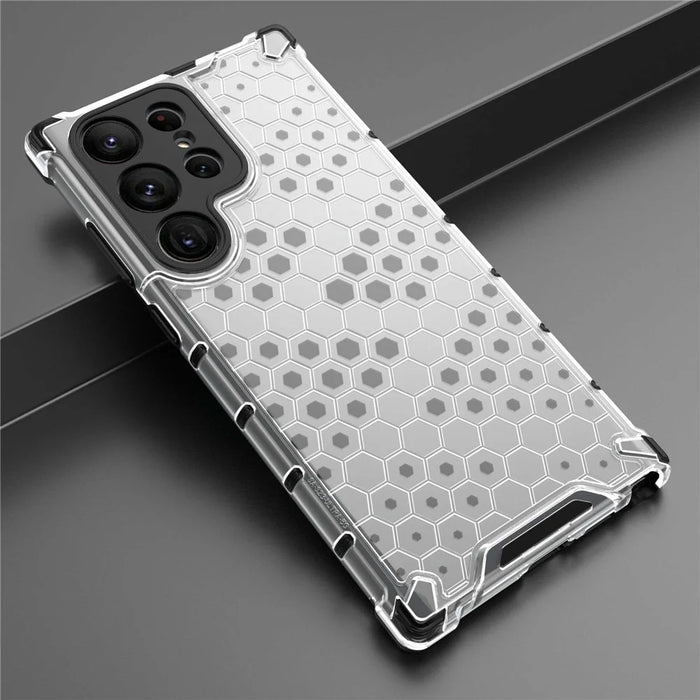 Shockproof Case for Samsung Galaxy S23 Ultra Honeycomb Textured Phone Case TPU + PC Protective Cover - Grey - 5