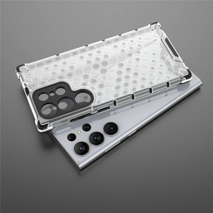 Shockproof Case for Samsung Galaxy S23 Ultra Honeycomb Textured Phone Case TPU + PC Protective Cover - Grey - 7