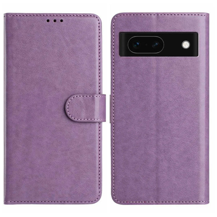 For Google Pixel 8a Wallet Phone Case Stand PU Leather Folio Flip Cover with 8 Card Slot - Purple - 1