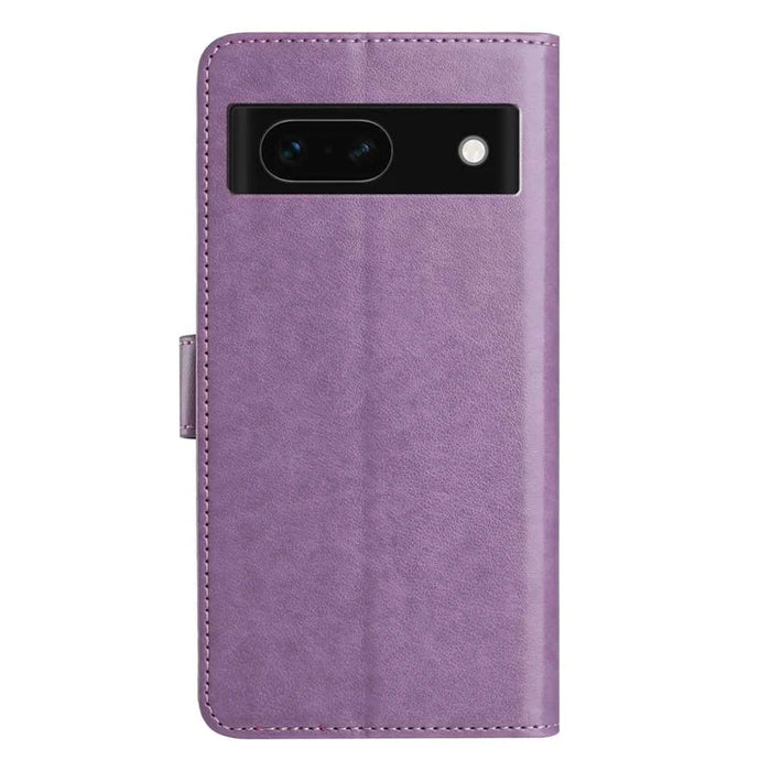 For Google Pixel 8a Wallet Phone Case Stand PU Leather Folio Flip Cover with 8 Card Slot - Purple - 2