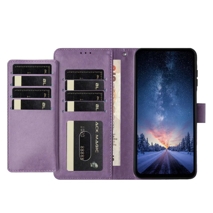 For Google Pixel 8a Wallet Phone Case Stand PU Leather Folio Flip Cover with 8 Card Slot - Purple - 5