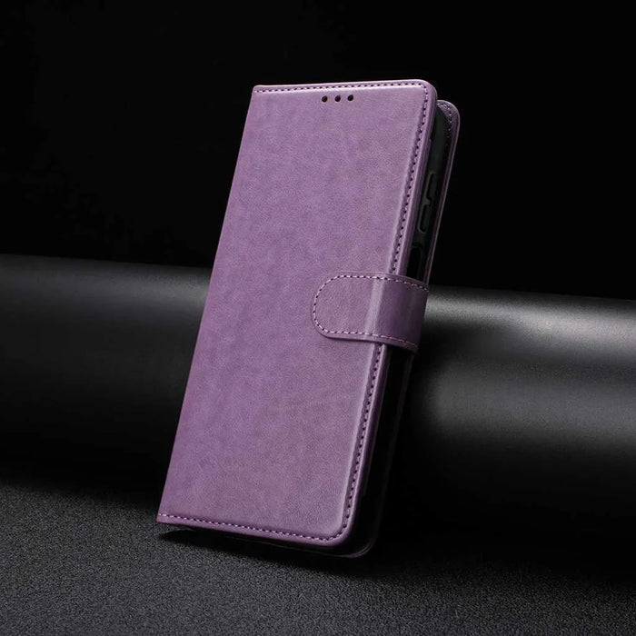 For Google Pixel 8a Wallet Phone Case Stand PU Leather Folio Flip Cover with 8 Card Slot - Purple - 6