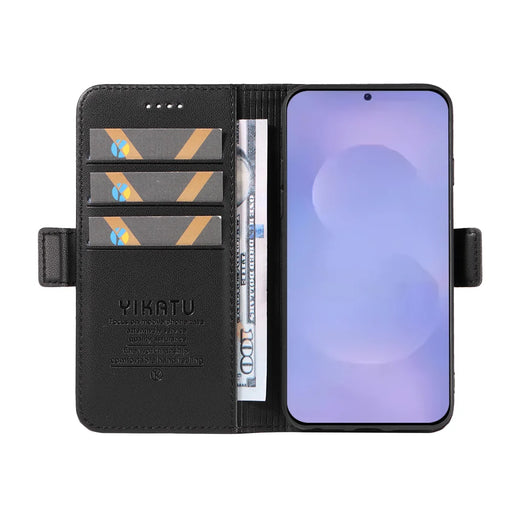 YIKATU For Samsung Galaxy S26 Wallet Phone Case  YK-003 Leather Stand Cover -  Black - 2