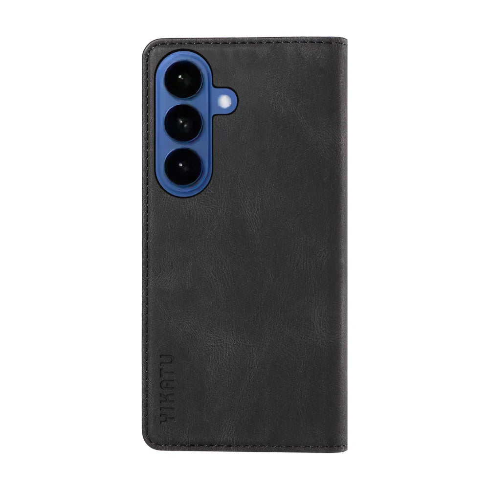 YIKATU For Samsung Galaxy S26 Leather Cover  YK-004 Skin-Touch Wallet Phone Cases - Black - 7