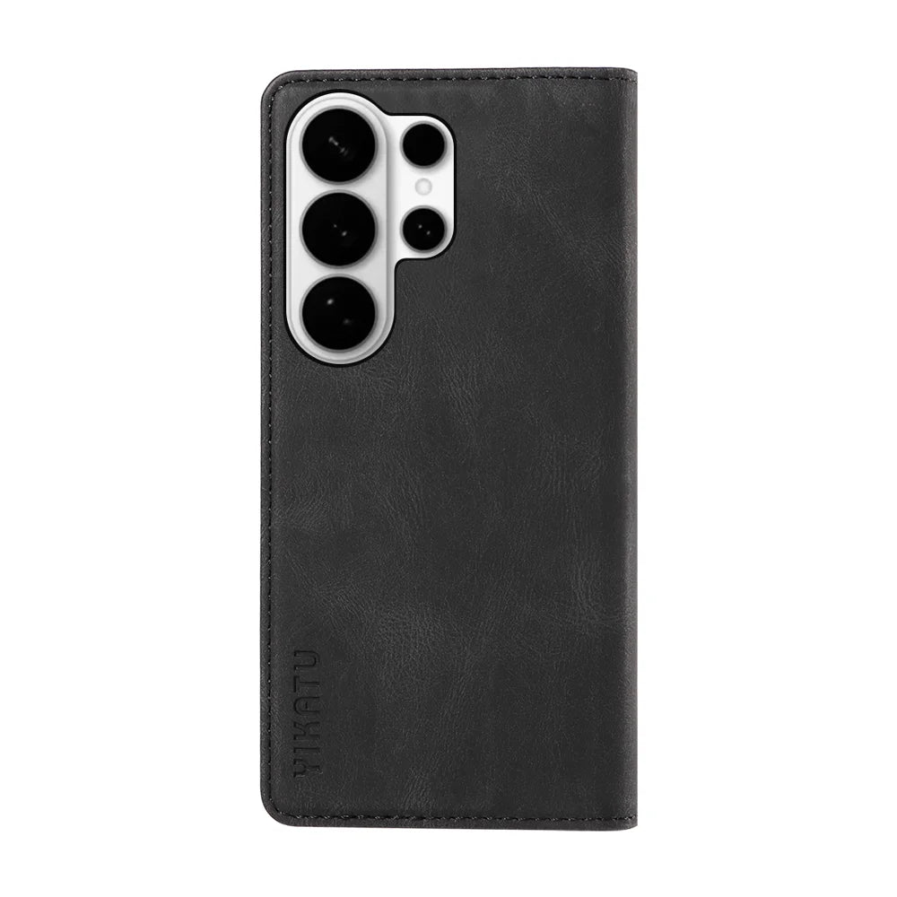 YIKATU For Samsung Galaxy S26 Ultra Leather Cover  YK-004 Skin-Touch Wallet Phone Cases - Black - 3