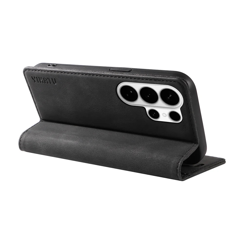 YIKATU For Samsung Galaxy S26 Ultra Leather Cover  YK-004 Skin-Touch Wallet Phone Cases - Black - 7