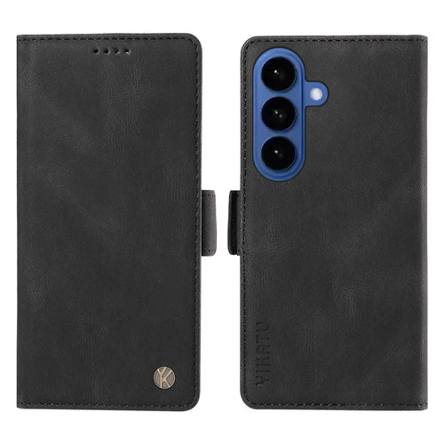YIKATU For Samsung Galaxy S26 Leather Case  YK-005 Skin-touch Feeling Wallet Phone Cover - Black - 1