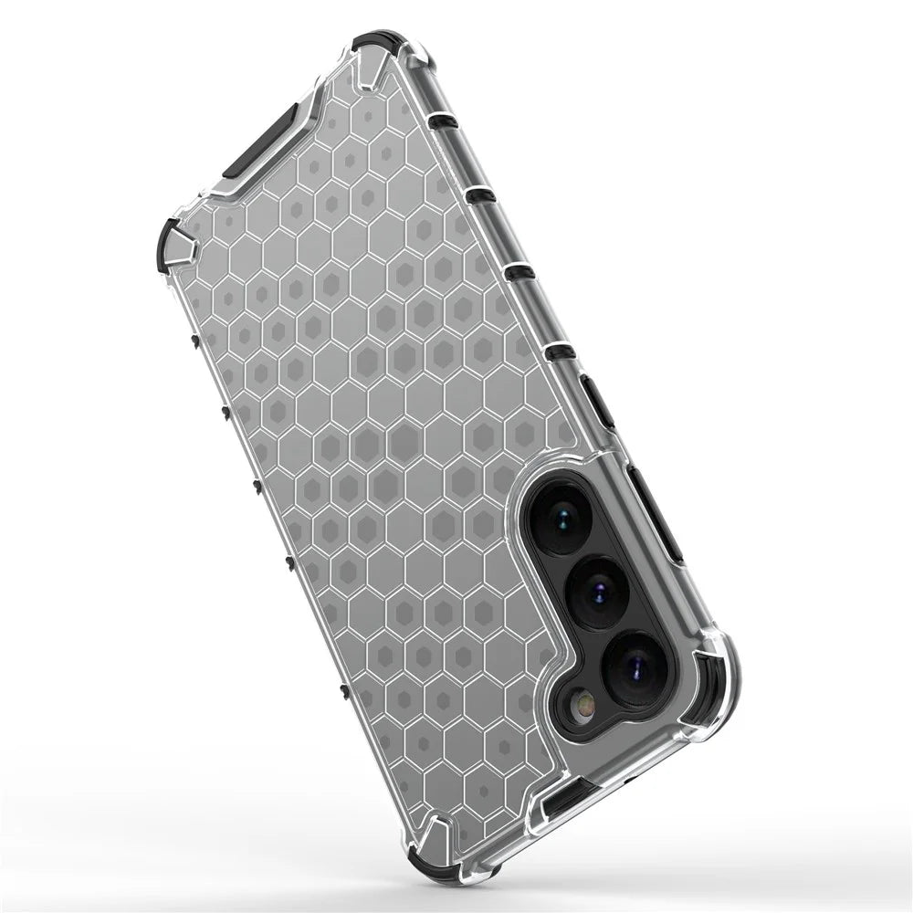 Slim Phone Case for Samsung Galaxy S23+ Honeycomb Textured Anti-Fall Phone Cover TPU + PC Protective Case - Grey - 3