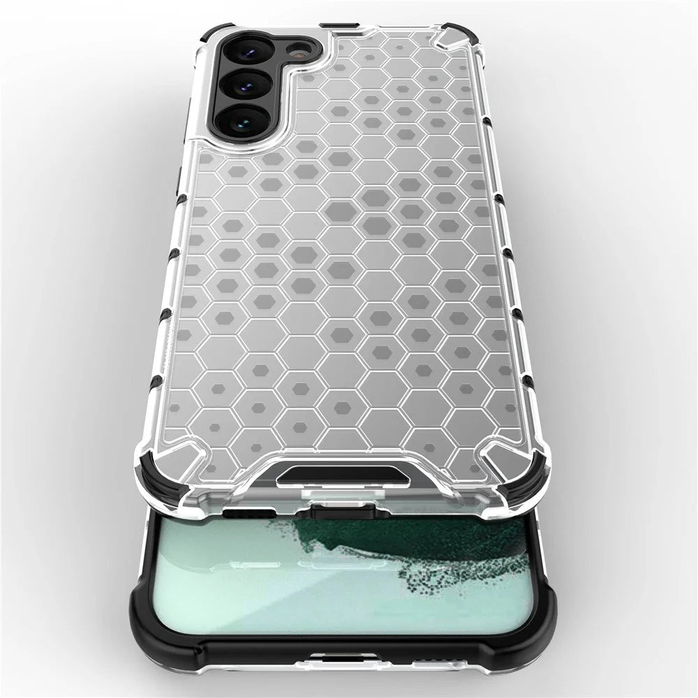 Slim Phone Case for Samsung Galaxy S23+ Honeycomb Textured Anti-Fall Phone Cover TPU + PC Protective Case - Grey - 4