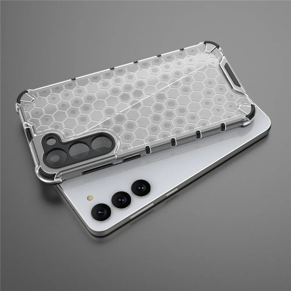 Slim Phone Case for Samsung Galaxy S23+ Honeycomb Textured Anti-Fall Phone Cover TPU + PC Protective Case - Grey - 7