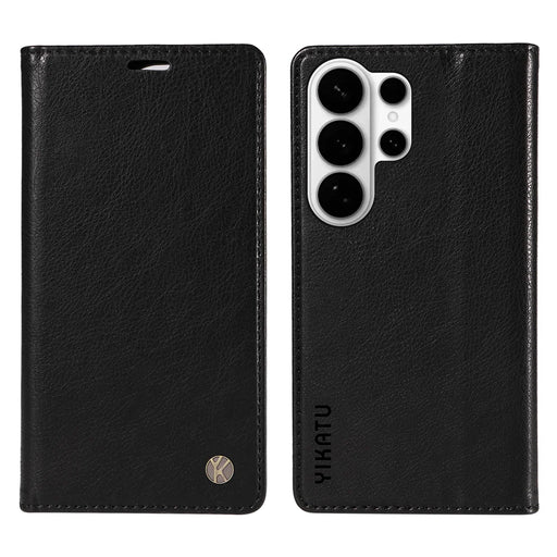 YIKATU For Samsung Galaxy S26 Ultra Wallet Case  YK-006 Magnetic Closure Leather Phone Cover Litchi Texture - Black - 1