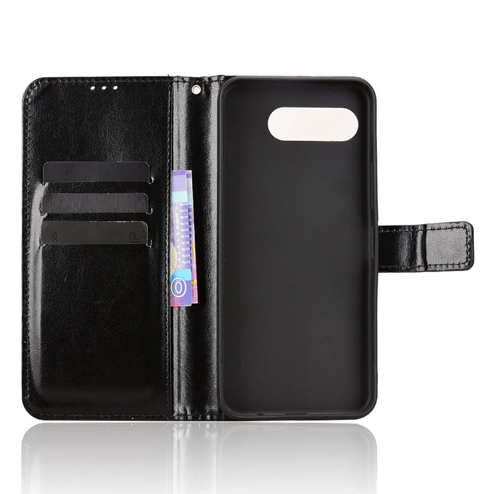 For T-Mobile T Phone 3 / T-Mobile REVVL 8 PU Leather Case with Strap Crazy Horse Texture Phone Wallet Cover - Black - 4