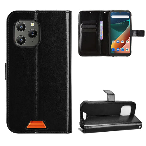 For Blackview BV5300 Pro / Blackview BV5300 Plus / Oscal S70 / Oscal S70 Pro / Blackview BV5300 PU Leather Case with Strap Crazy Horse Texture Phone Wallet Cover - Black - 1