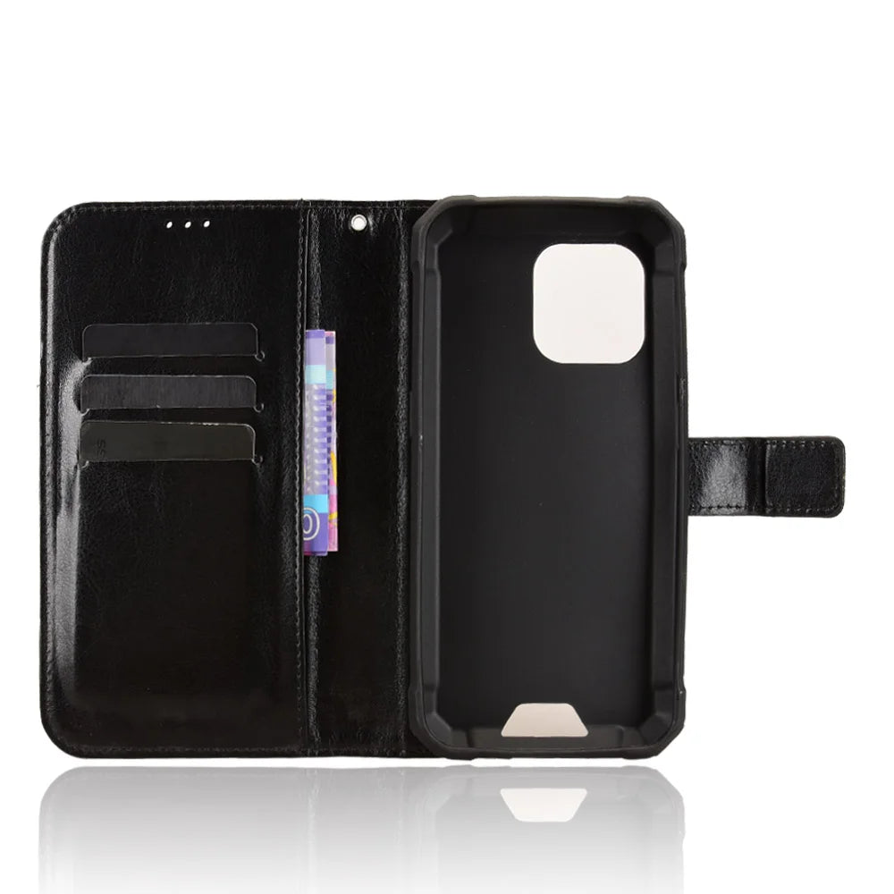 For Blackview BV5300 Pro / Blackview BV5300 Plus / Oscal S70 / Oscal S70 Pro / Blackview BV5300 PU Leather Case with Strap Crazy Horse Texture Phone Wallet Cover - Black - 4