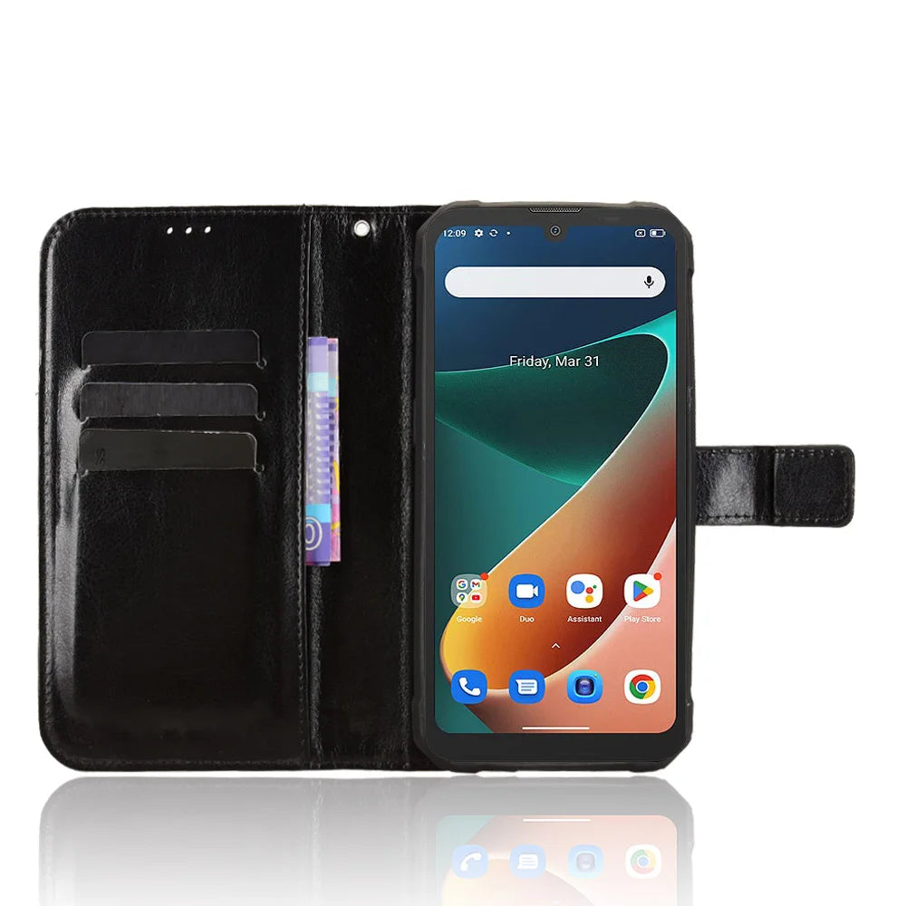 For Blackview BV5300 Pro / Blackview BV5300 Plus / Oscal S70 / Oscal S70 Pro / Blackview BV5300 PU Leather Case with Strap Crazy Horse Texture Phone Wallet Cover - Black - 5