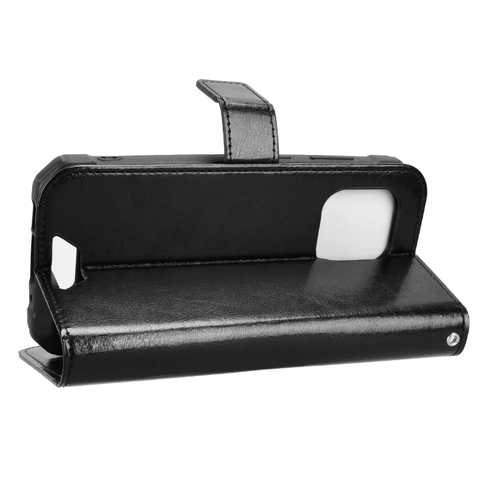 For Blackview BV5300 Pro / Blackview BV5300 Plus / Oscal S70 / Oscal S70 Pro / Blackview BV5300 PU Leather Case with Strap Crazy Horse Texture Phone Wallet Cover - Black - 6