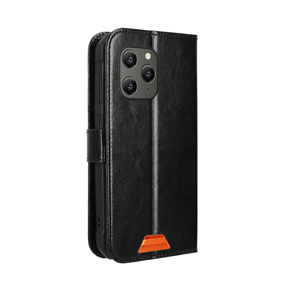 For Blackview BV5300 Pro / Blackview BV5300 Plus / Oscal S70 / Oscal S70 Pro / Blackview BV5300 PU Leather Case with Strap Crazy Horse Texture Phone Wallet Cover - Black - 7