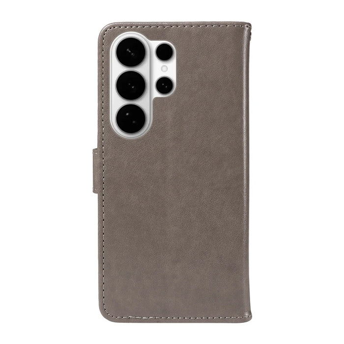 For Samsung Galaxy S26 Ultra Leather Wallet Case Cat Bee Pattern Phone Cover Stand - Grey - 7