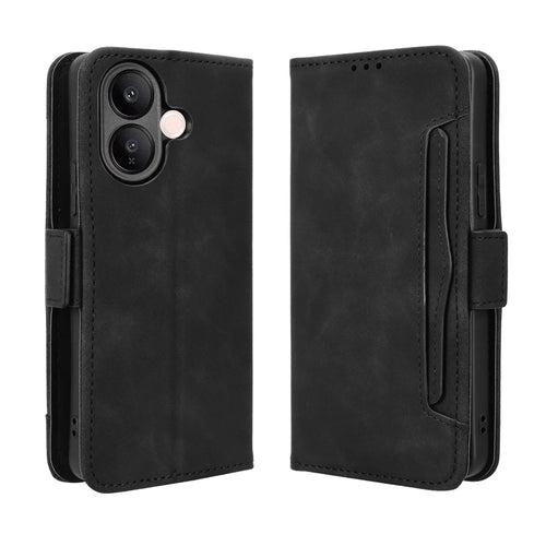 For vivo V60 Lite 5G Leather Case Phone Wallet Cover with Multiple Card Slots - Black - 1